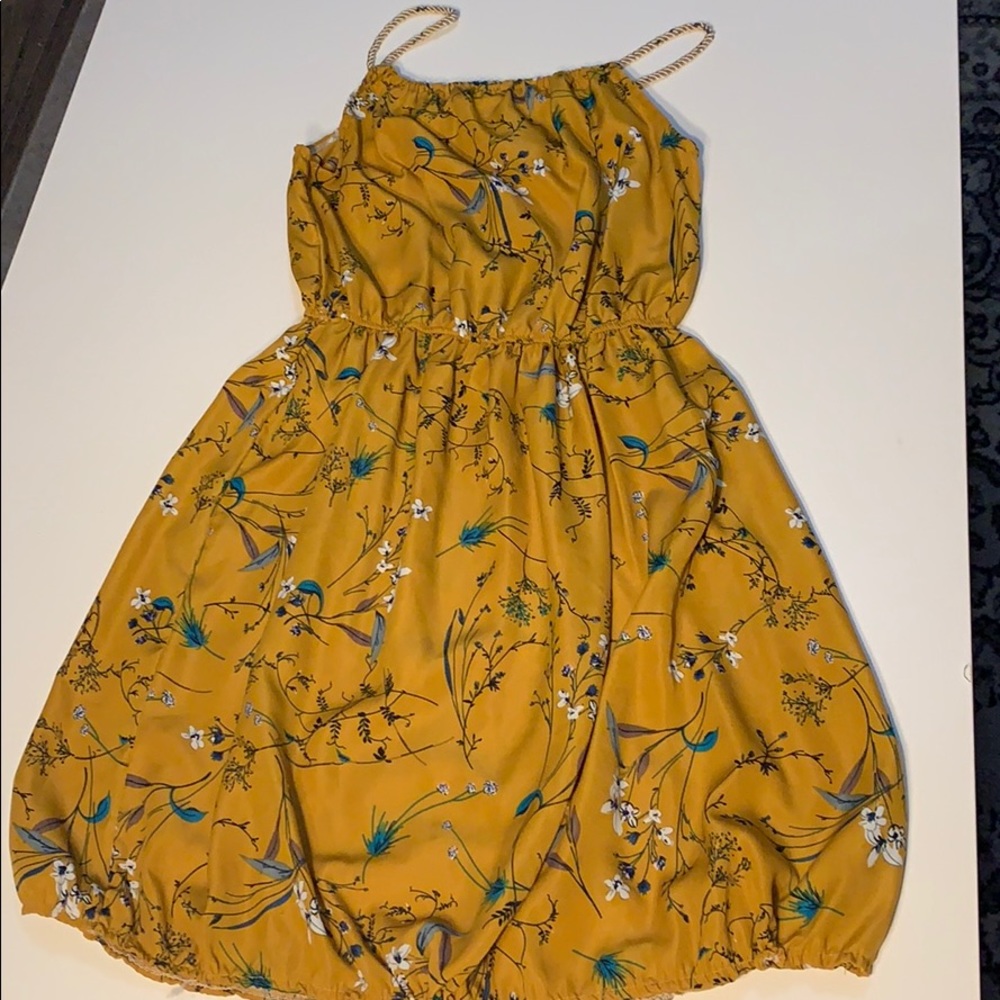 Yellow Floral Sundress with Straps